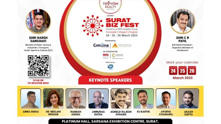 BNI द्वारा ट्रायम रियल्टी द्वारा प्रस्तुत सबसे बड़ा बिजनेस फेस्टिवल ‘द सूरत बिज़ फेस्ट’ का आयोजन